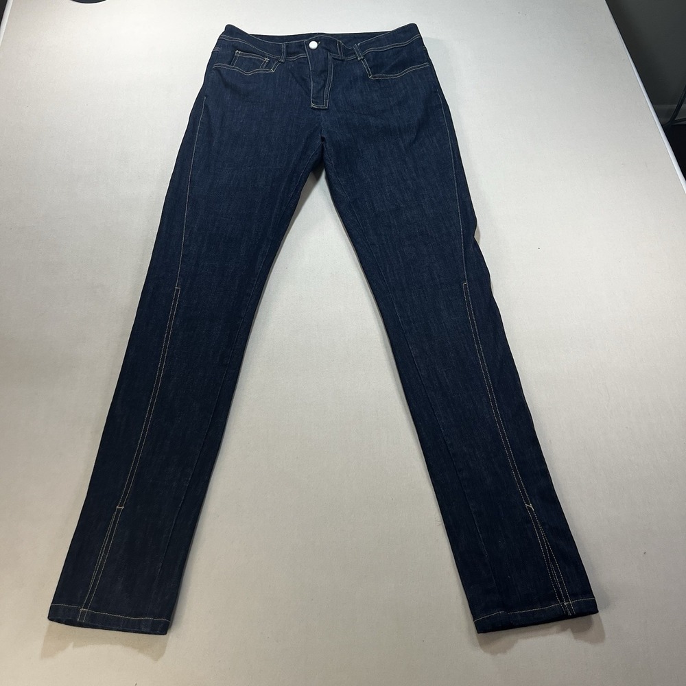 Isabella Kron Italy Dark Wash Slim Leg Jeans Split Hem 44 Indigo Blue AF17